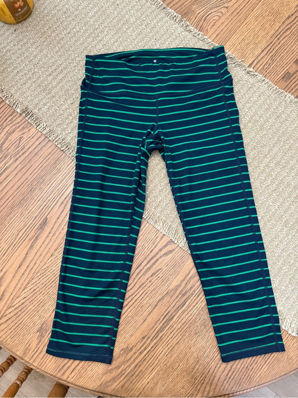 Athleta Girls Navy & Teal Striped Leggings